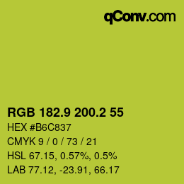 カラーコード: RGB 182.9 200.2 55 | qconv.com