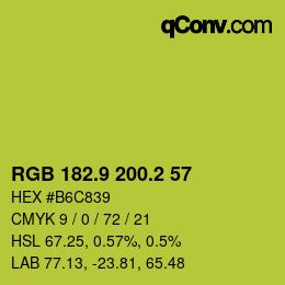 カラーコード: RGB 182.9 200.2 57 | qconv.com