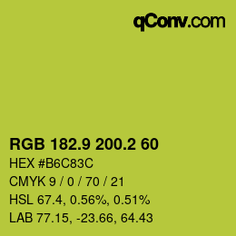 カラーコード: RGB 182.9 200.2 60 | qconv.com