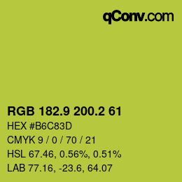 カラーコード: RGB 182.9 200.2 61 | qconv.com