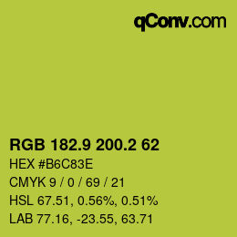 カラーコード: RGB 182.9 200.2 62 | qconv.com