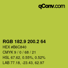カラーコード: RGB 182.9 200.2 64 | qconv.com