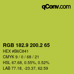 カラーコード: RGB 182.9 200.2 65 | qconv.com