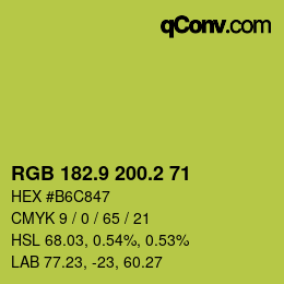 カラーコード: RGB 182.9 200.2 71 | qconv.com