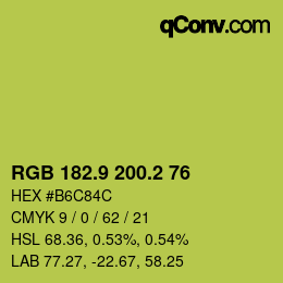 カラーコード: RGB 182.9 200.2 76 | qconv.com