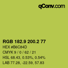 カラーコード: RGB 182.9 200.2 77 | qconv.com