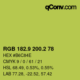 カラーコード: RGB 182.9 200.2 78 | qconv.com