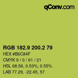 カラーコード: RGB 182.9 200.2 79 | qconv.com