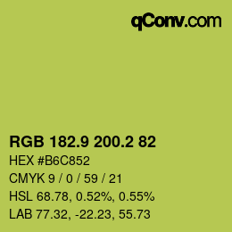 カラーコード: RGB 182.9 200.2 82 | qconv.com