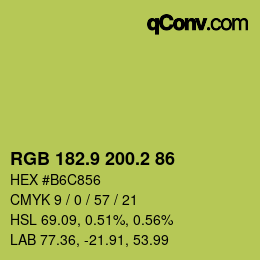 カラーコード: RGB 182.9 200.2 86 | qconv.com