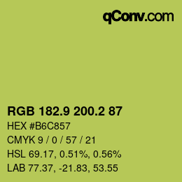 カラーコード: RGB 182.9 200.2 87 | qconv.com