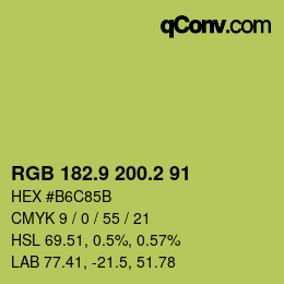 カラーコード: RGB 182.9 200.2 91 | qconv.com