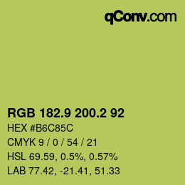 カラーコード: RGB 182.9 200.2 92 | qconv.com
