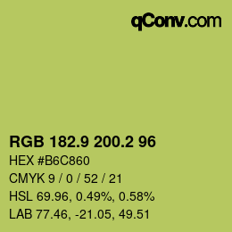 カラーコード: RGB 182.9 200.2 96 | qconv.com