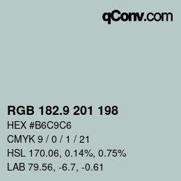 カラーコード: RGB 182.9 201 198 | qconv.com