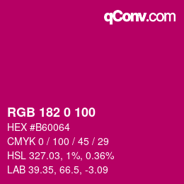 Color code: RGB 182 0 100 | qconv.com