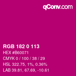Color code: RGB 182 0 113 | qconv.com