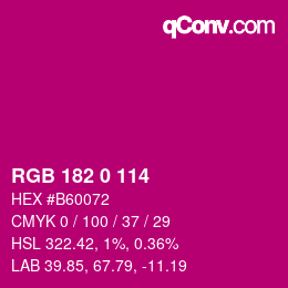 Color code: RGB 182 0 114 | qconv.com