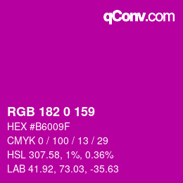 カラーコード: RGB 182 0 159 | qconv.com