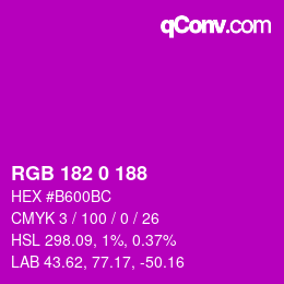 Color code: RGB 182 0 188 | qconv.com