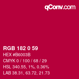 Color code: RGB 182 0 59 | qconv.com