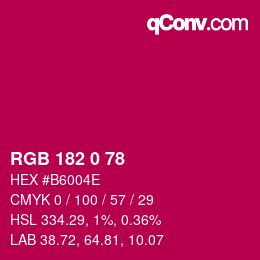 Color code: RGB 182 0 78 | qconv.com