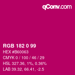 Color code: RGB 182 0 99 | qconv.com