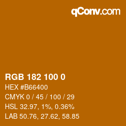 Color code: RGB 182 100 0 | qconv.com