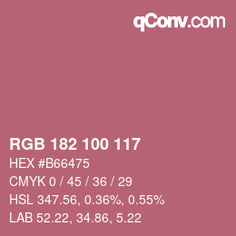 Color code: RGB 182 100 117 | qconv.com