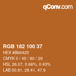 Color code: RGB 182 100 37 | qconv.com