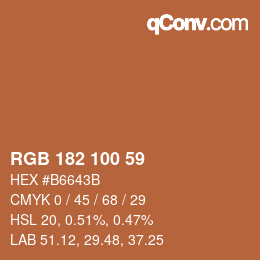 カラーコード: RGB 182 100 59 | qconv.com
