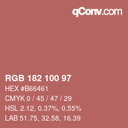 Color code: RGB 182 100 97 | qconv.com