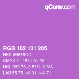 颜色代码: RGB 182 101 205 | qconv.com
