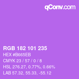 Color code: RGB 182 101 235 | qconv.com