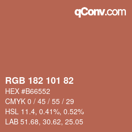 Color code: RGB 182 101 82 | qconv.com