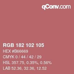 Color code: RGB 182 102 105 | qconv.com