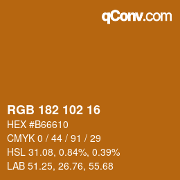 Color code: RGB 182 102 16 | qconv.com