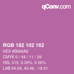 Color code: RGB 182 102 162 | qconv.com