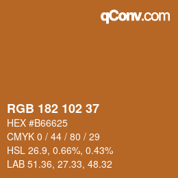 Color code: RGB 182 102 37 | qconv.com