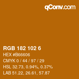 Color code: RGB 182 102 6 | qconv.com