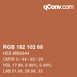 Color code: RGB 182 102 68 | qconv.com