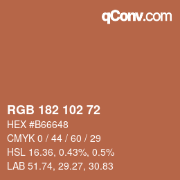 Color code: RGB 182 102 72 | qconv.com