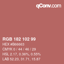 颜色代码: RGB 182 102 99 | qconv.com