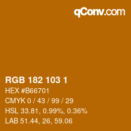 Color code: RGB 182 103 1 | qconv.com