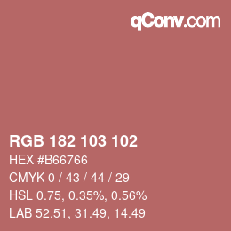 Color code: RGB 182 103 102 | qconv.com