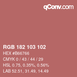 Color code: RGB 182 103 102 | qconv.com