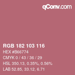カラーコード: RGB 182 103 116 | qconv.com