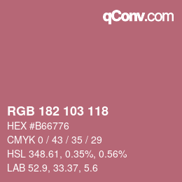 Color code: RGB 182 103 118 | qconv.com