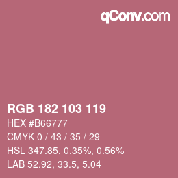 Color code: RGB 182 103 119 | qconv.com