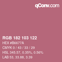 Color code: RGB 182 103 122 | qconv.com